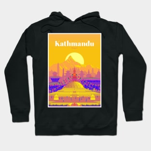 Kathmandu Nepal Vintage Travel and Tourism Advertising Print Hoodie